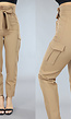 Camel Cargo Pantalon met Ruches en Tailleband