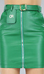 Groene Lederlook Rok met Ritsdetail