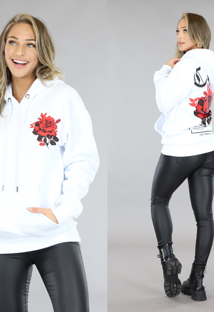 Witte Rose Oversized Hoodie