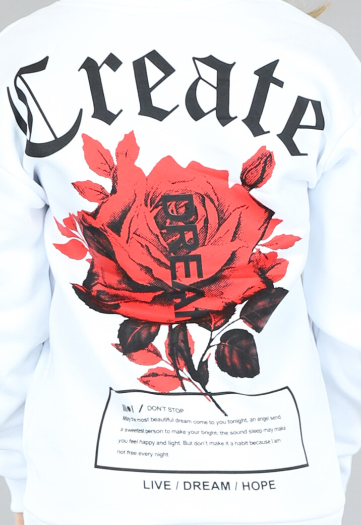 Witte Rose Oversized Hoodie