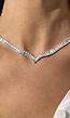 Zilveren Diamanten Hals Ketting met V-Vorm