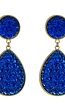 Blauwe Druppel Oorhangers met Strass