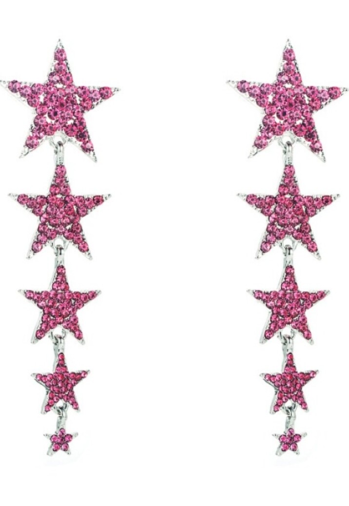 Roze Lange Sterren Oorhangers