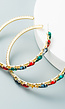 Goud/Multicolor Hoop Oorbellen met Diamantjes