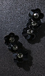 Zwarte Flower Oorhangers met Pailletten