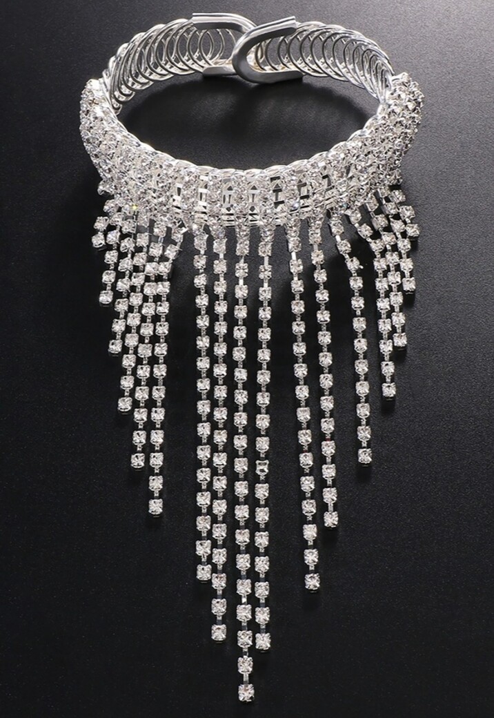 Zilveren Waterval Strass Armsieraad