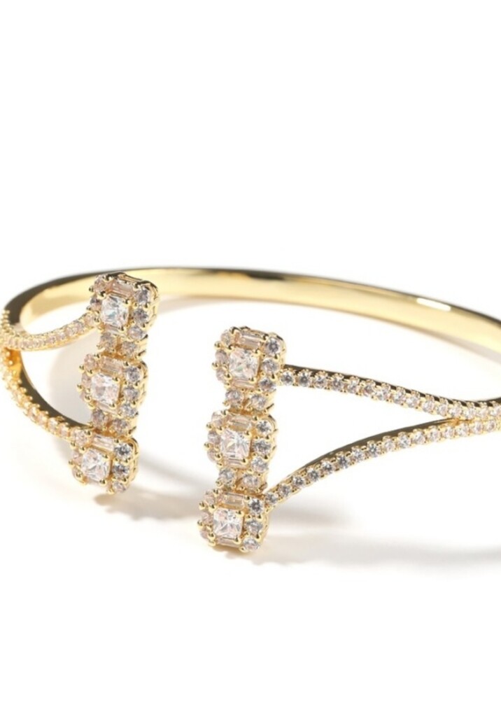 Gouden Verstelbare Strass Armband met Diamantjes