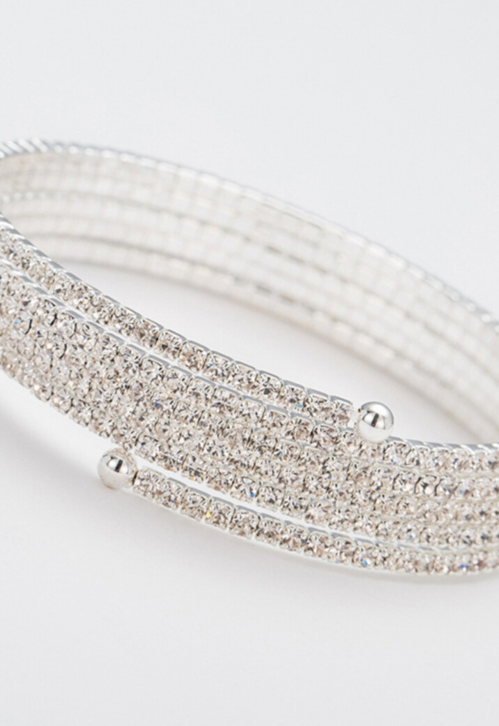 Zilveren Wikkel Armband met Strass