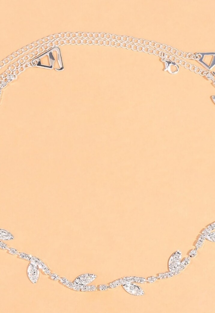 Zilveren Leaf BH Band met Strass