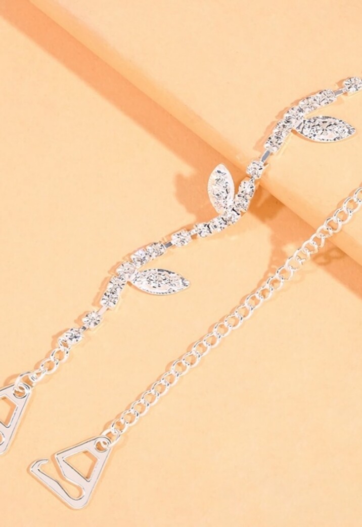 Zilveren Leaf BH Band met Strass