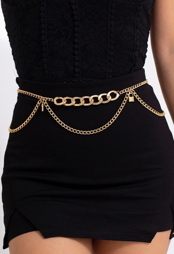 Gouden Heup Bodychain met Schakelketting