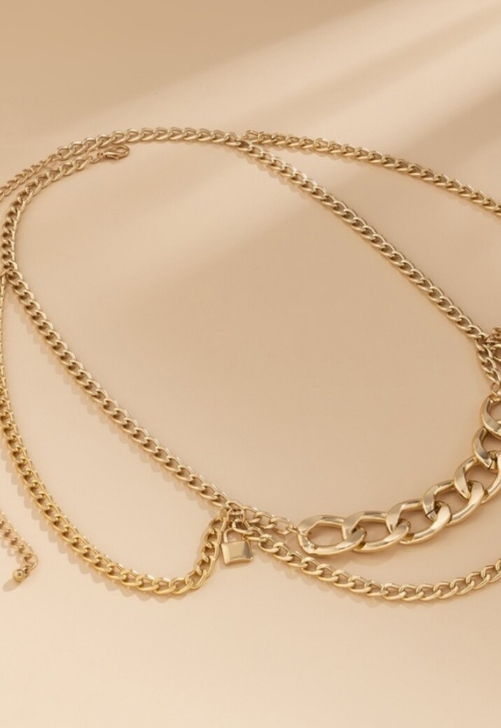 Gouden Heup Bodychain met Schakelketting