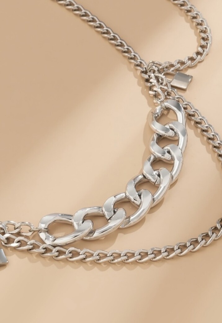 Zilveren Heup Bodychain met Schakelketting