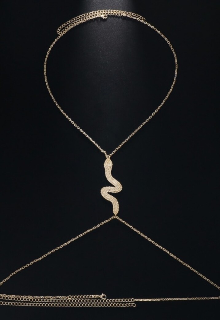 Gouden Snake Bodychain met Strass