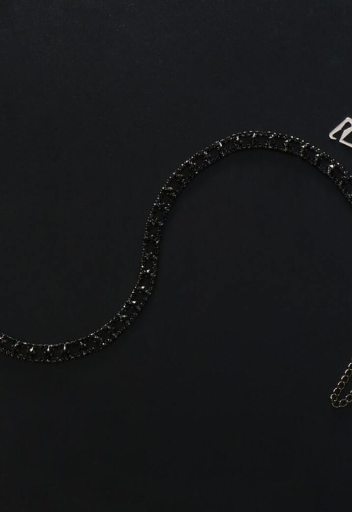 Zwarte Verstelbare BH Band met Dubbele Strass