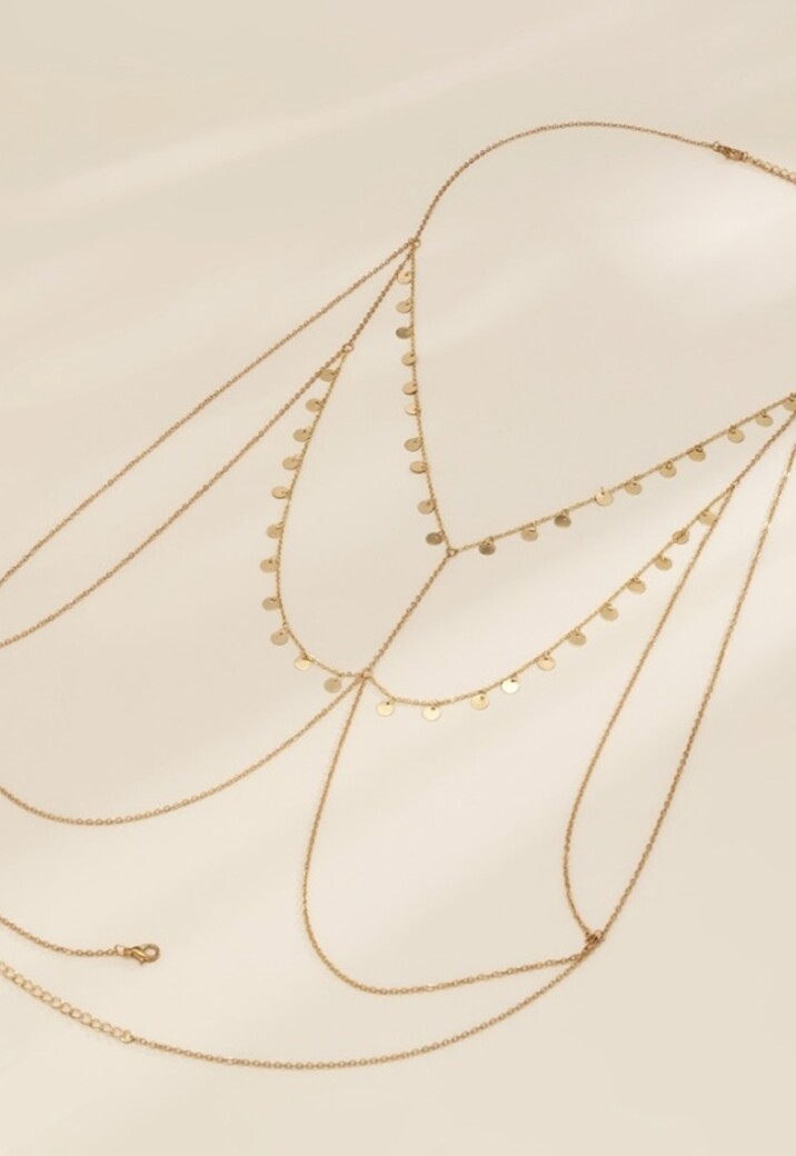 Gouden Halter Body Chain met Coin