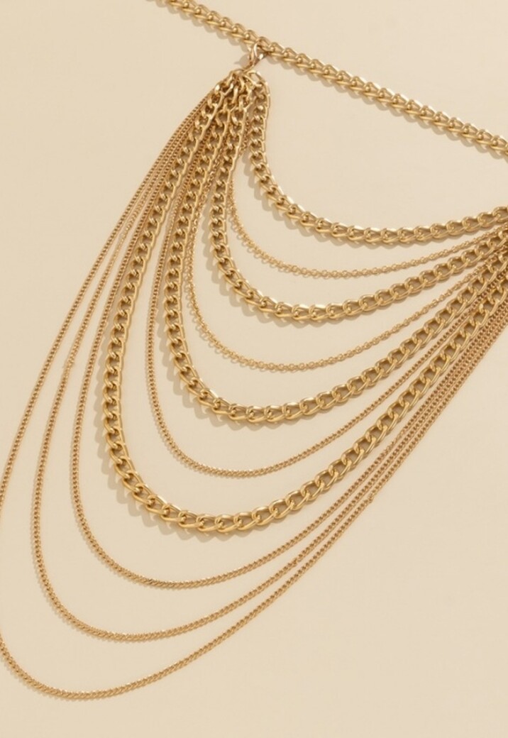 Gouden Grove Schouder Ketting met Laagjes