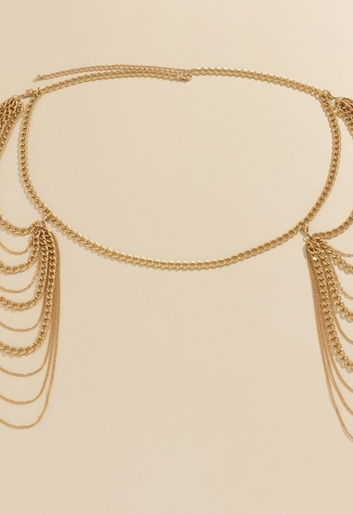 Gouden Grove Schouder Ketting met Laagjes