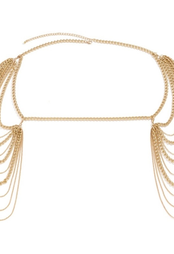 Gouden Grove Schouder Ketting met Laagjes