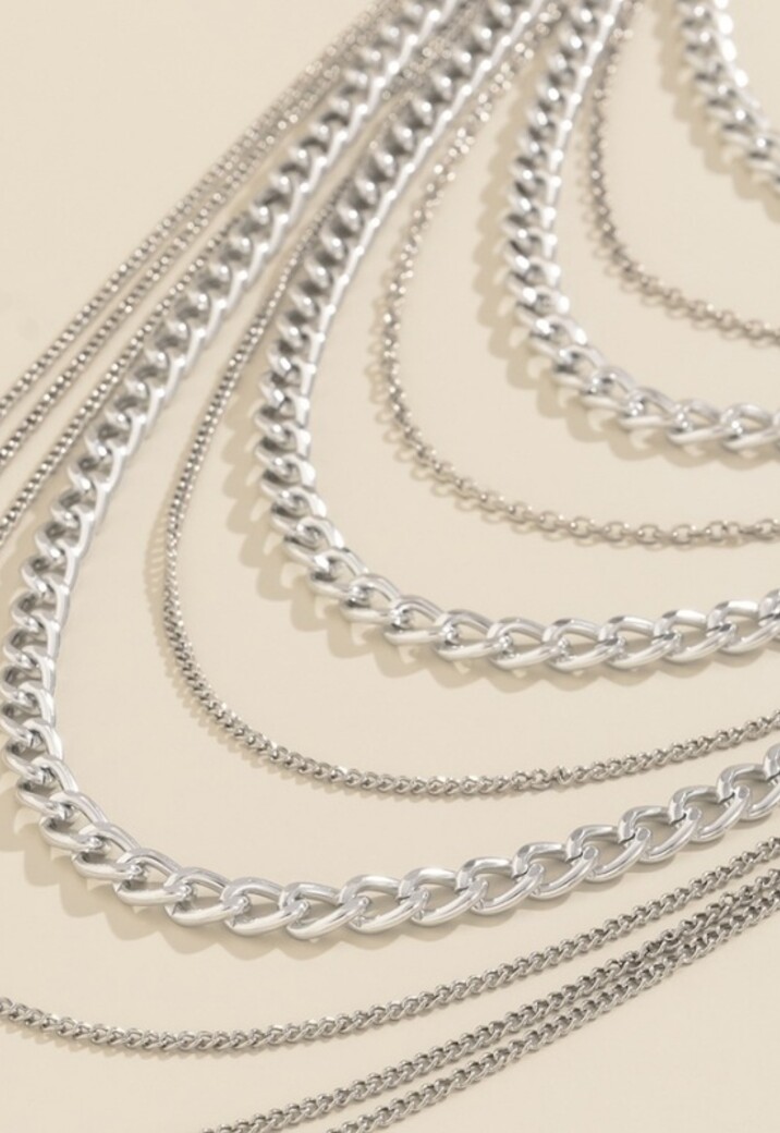 Zilveren Grove Schouder Ketting met Laagjes