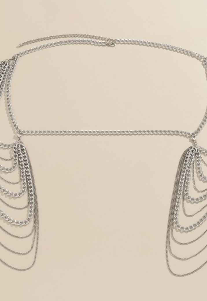 Zilveren Grove Schouder Ketting met Laagjes