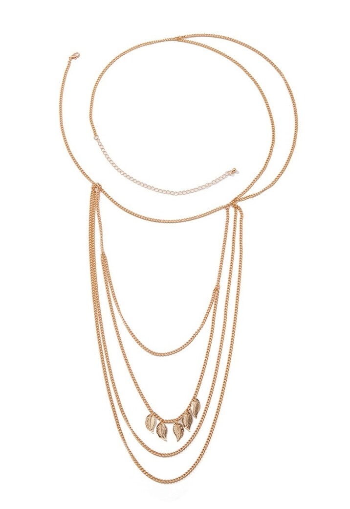 Gouden Schouder Ketting met Leaf