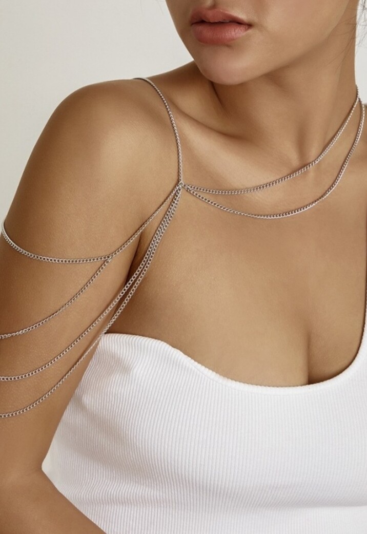 Zilveren Schouder Ketting met Leaf