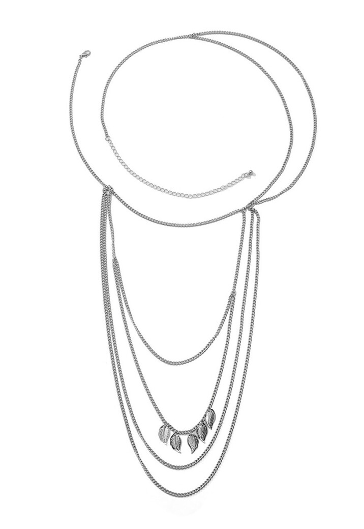 Zilveren Schouder Ketting met Leaf