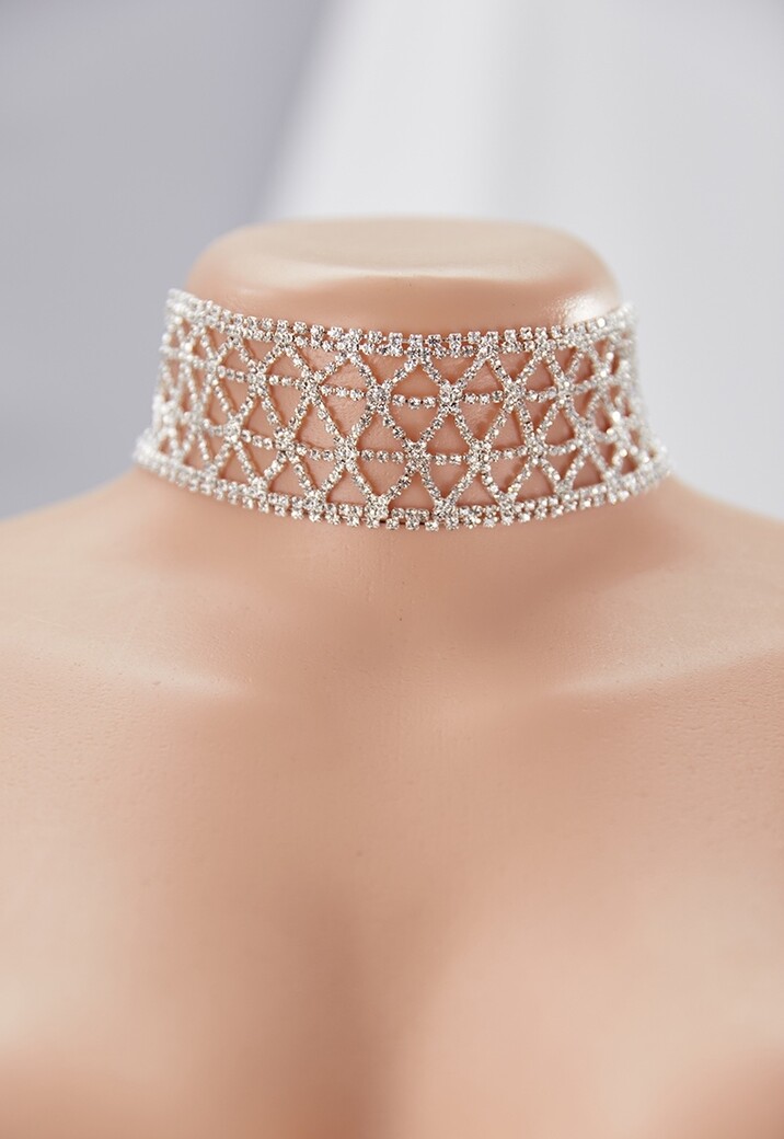 Zilveren Choker met Strass Steentjes