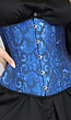 Blauwe Satin Underbust Korset met Borduursels