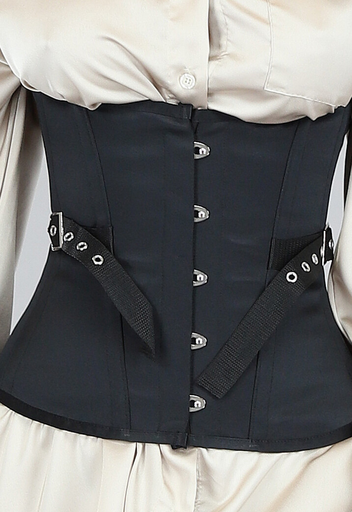 Zwarte Stoere Underbust Korset met Riempjes