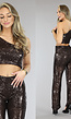 Bruine Glitter Crop Top met One Sleeve