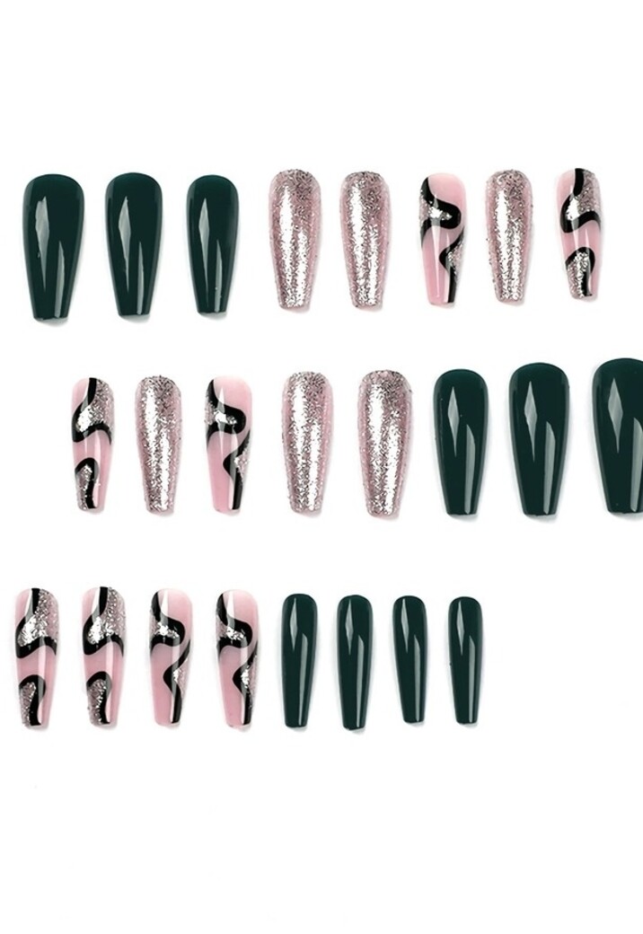 Zwart/Zilveren Nepnagels met Design