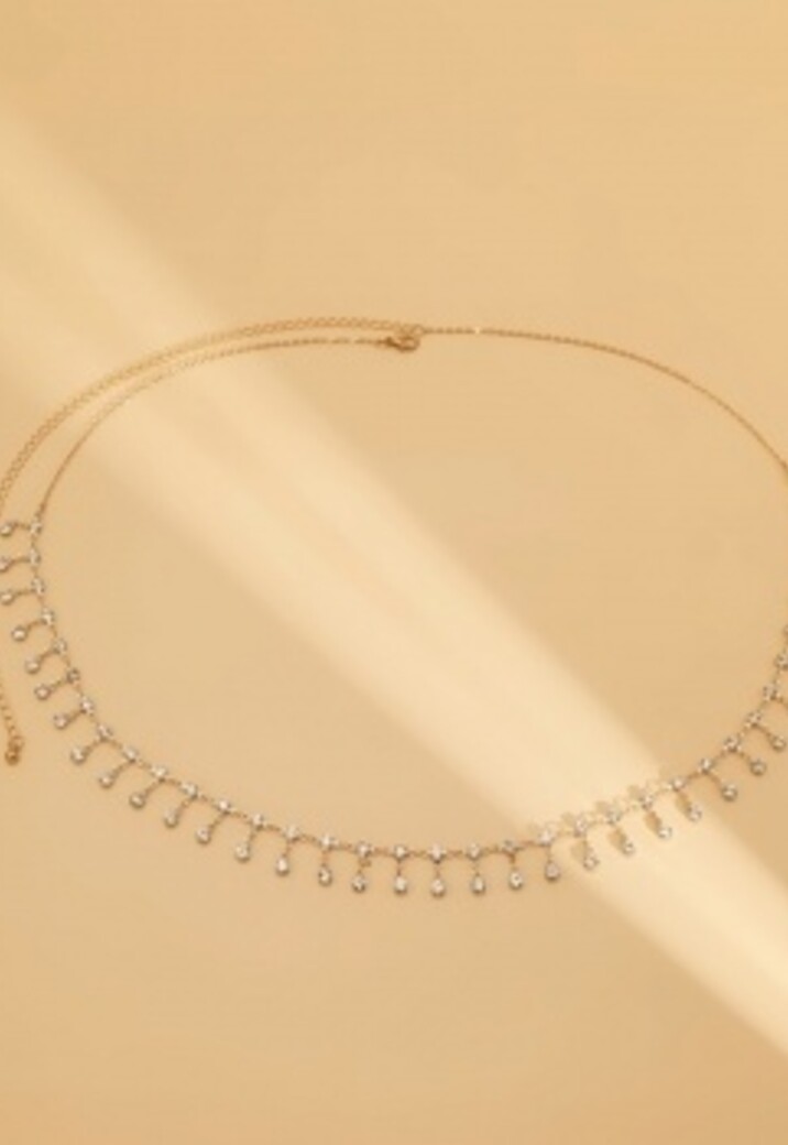 Gouden Bodychain met Strass Bedeltjes