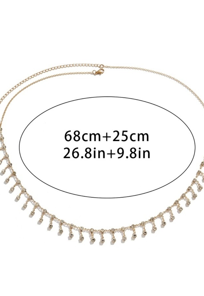 Gouden Bodychain met Strass Bedeltjes