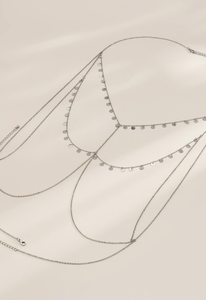 Zilveren Halter Body Chain met Coin