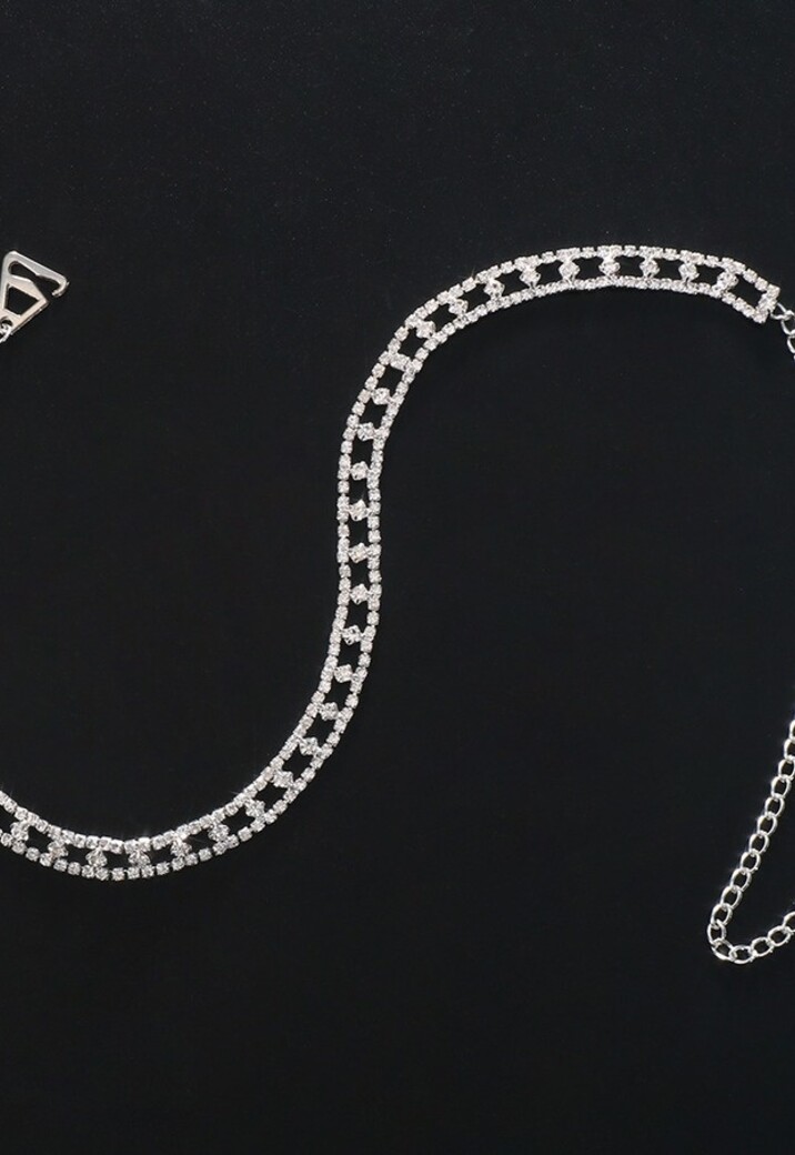 Zilveren Verstelbare BH Band met Dubbele Strass