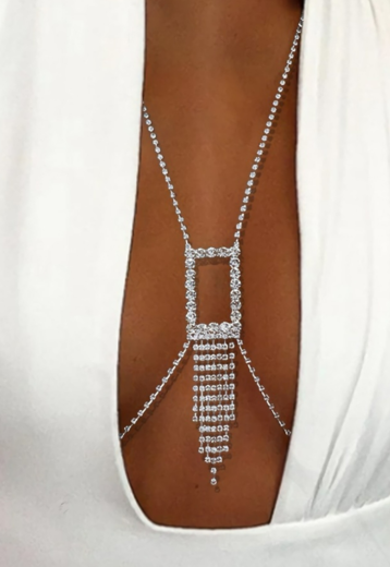 TERUG Zilveren Strass Bodychain