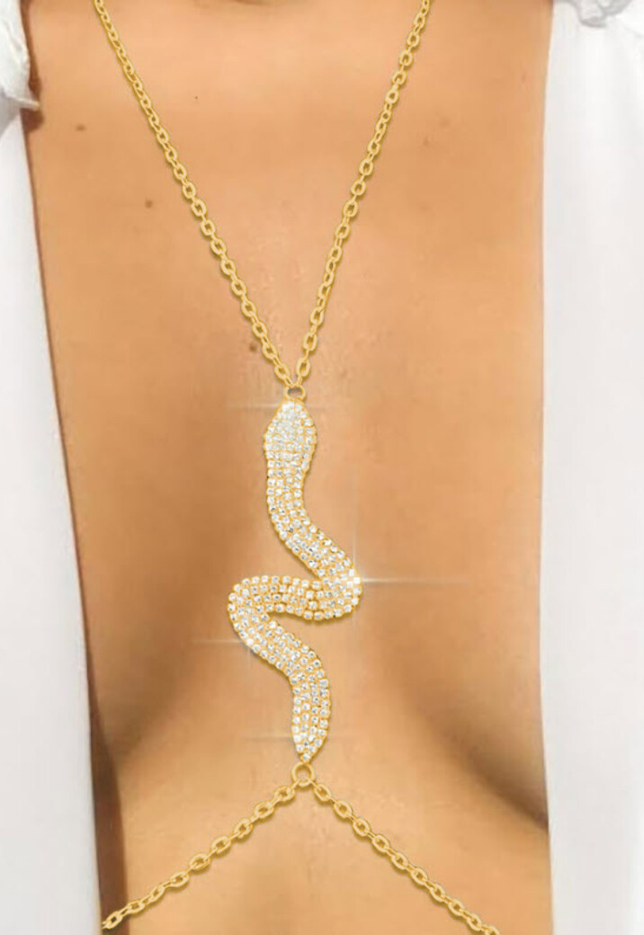 Gouden Snake Bodychain met Strass