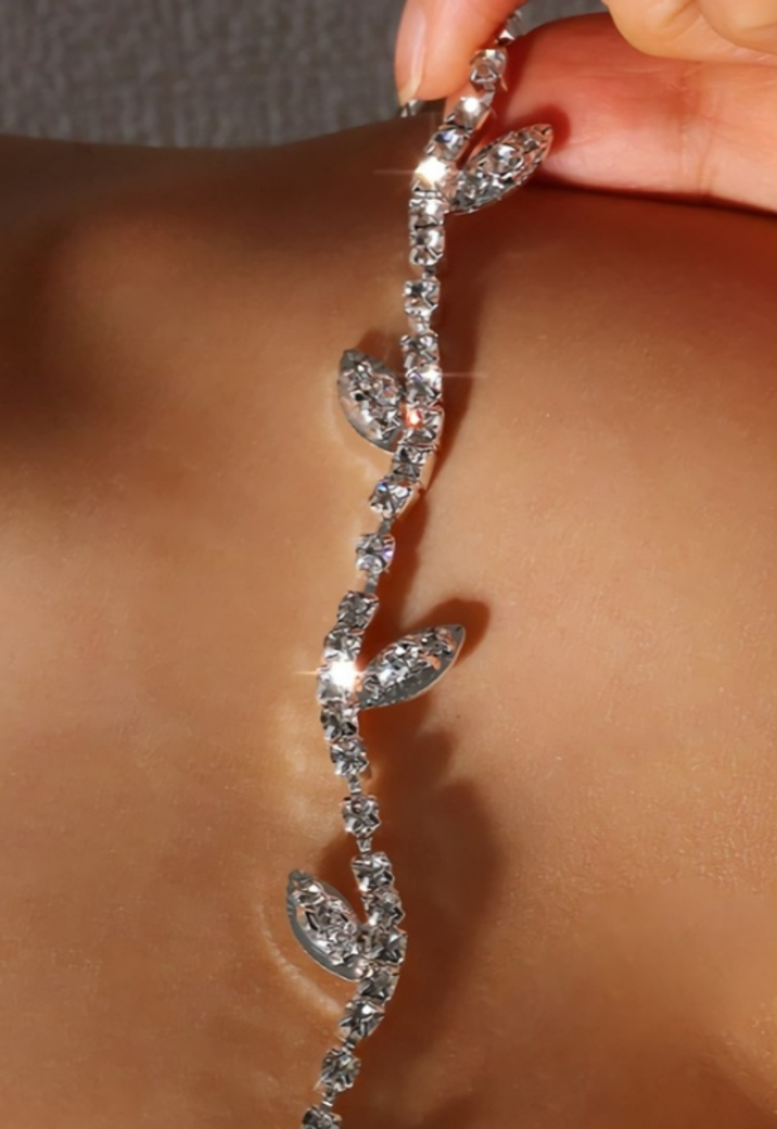 Zilveren Leaf BH Band met Strass