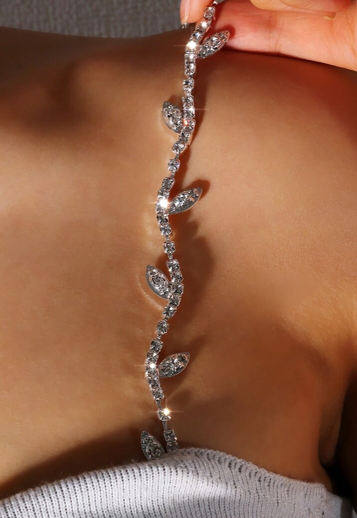 Zilveren Leaf BH Band met Strass