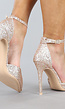 Champagne Stiletto Glitter Sandaletten met Spitse Neus