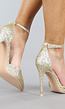 Gouden Stiletto Glitter Sandaletten met Spitse Neus