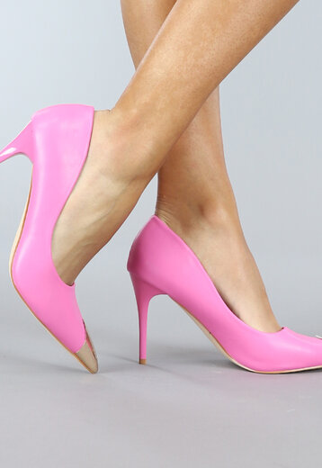 BF2023 Spitse Roze Lederlook Pumps