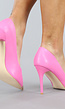 Spitse Roze Lederlook Pumps met Gouden Neus