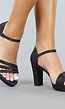 Zwarte Glam Glitter Sandaletten met Straps