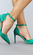 Groene Satinlook Pumps met Gespsluiting