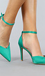 Groene Satinlook Pumps met Gespsluiting