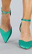 Groene Satinlook Pumps met Gespsluiting