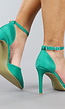 Groene Satinlook Pumps met Gespsluiting